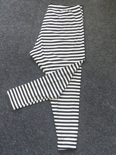 Stripe Footless tights (Black & White)