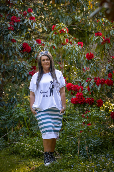 Urban Stripe Skirt ( French Blue and White)